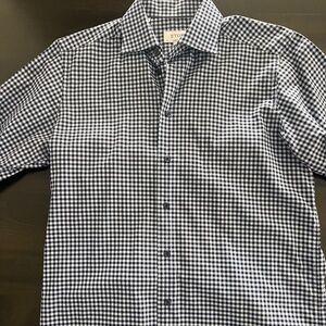 ETON Men's Navy & Light Blue Check Shirt | Contemporary Fit | 15.75 / Medium